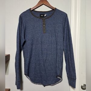 Urban Outfitters BDG Blue And Gray Striped Long Sleeve Henley Top Women's Medium